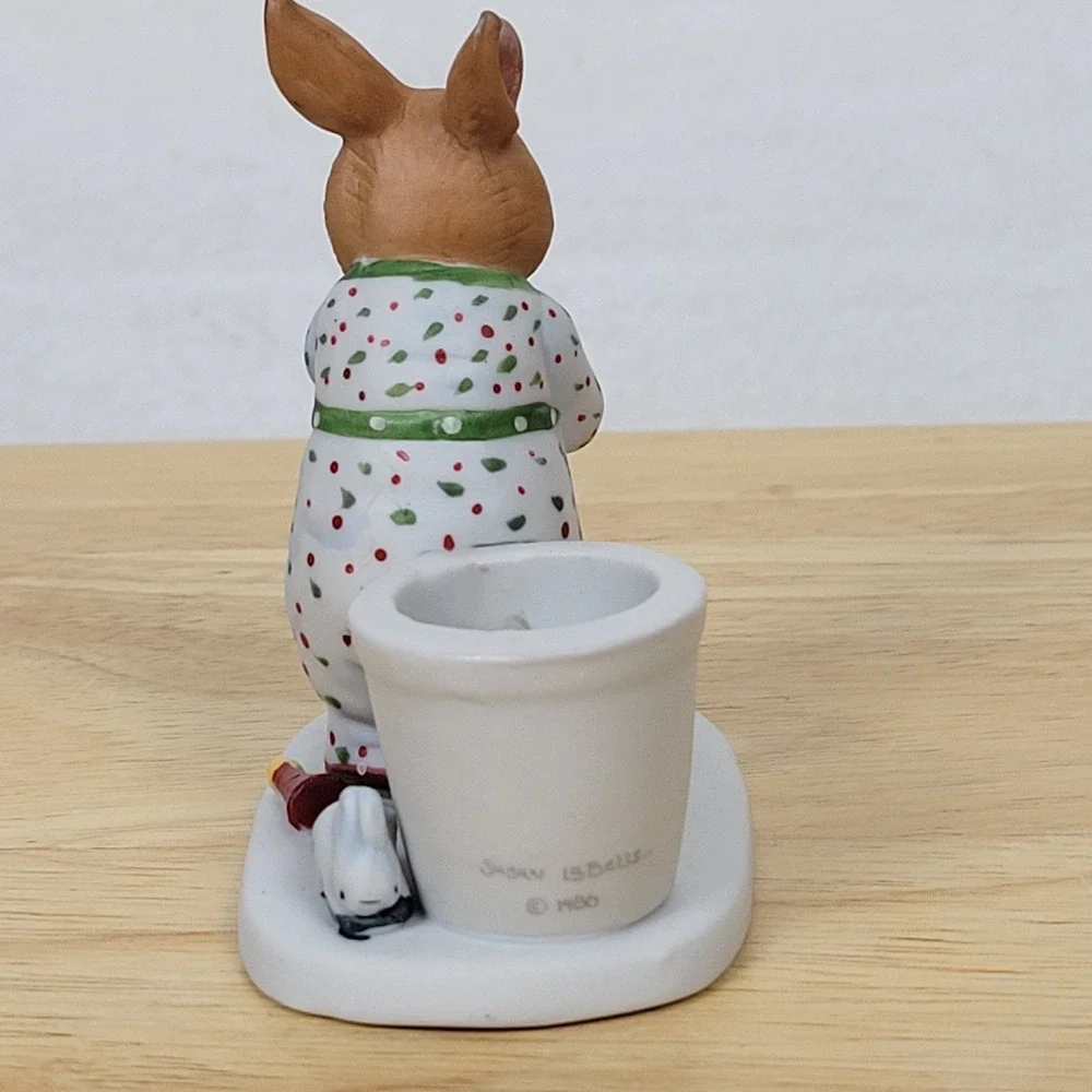 VTG 1986 Susan Isabelle Christmas Bunny Candle Votive Holder Porcelain Figurine